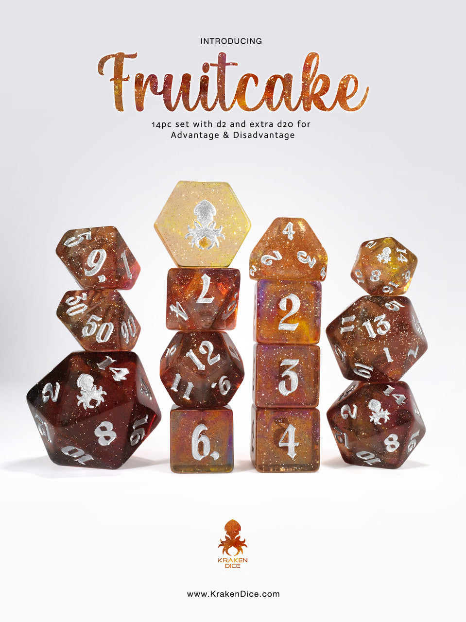 Kraken's Fruitcake 14pc Dice Set